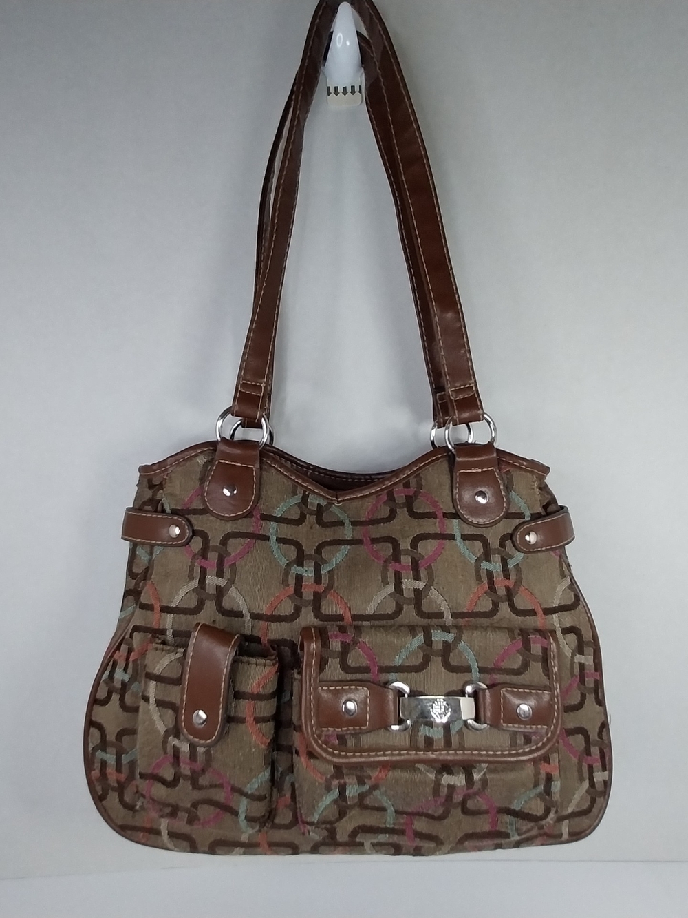 Vintage Y2K Treviso Shoulder Bag Brown Monogram Preppy Fabric Purse